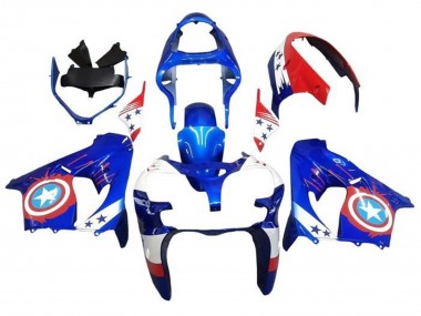 Wholesale 2000-2001 Kawasaki ZX9R Motorcycle Fairings - Blue Red Captain America Star