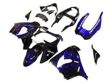 Wholesale 2002-2003 Kawasaki ZX9R Motorcycle Fairings - Black White with Blue Flame
