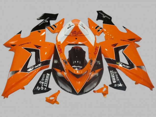 2006-2007 Kawasaki ZX10R Motorcycle Fairing - Orange White Black Racing Elf