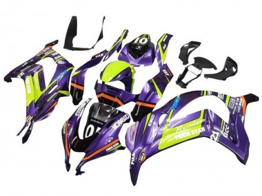 Wholesale 2016-2020 Kawasaki ZX10R Motorcycle Fairings - Purple Yellow Trick Star Kobelco