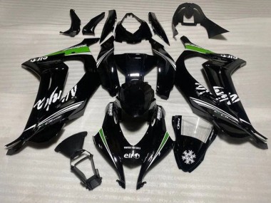 Wholesale 2016-2020 Kawasaki ZX10R Motorcycle Fairings - Glossy Black White Green Stripe Snow