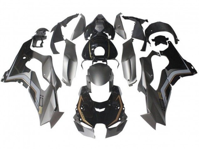 2021-2025 Kawasaki ZX10R Motorcycle Fairings - Grey Glossy Black Gold