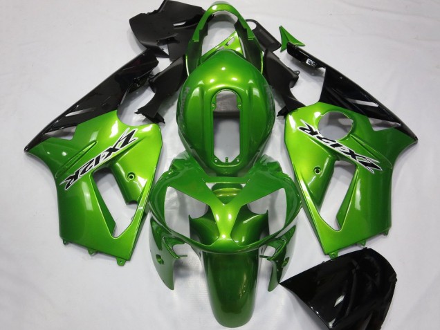 2002-2006 Kawasaki ZX12R Motorcycle Fairings - Green Glossy Black