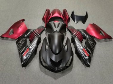 Wholesale 2006-2011 Kawasaki ZX14R ZZR1400 Motorcycle Fairings - Matte Black Red Silver Flame