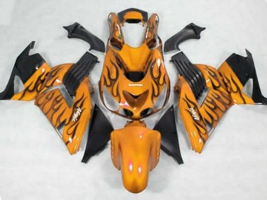 Wholesale 2006-2011 Kawasaki ZX14R ZZR1400 Motorcycle Fairings - Orange Black Flame