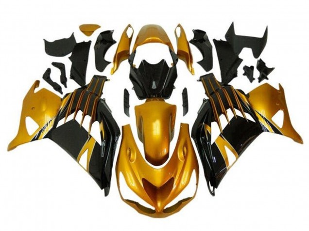 2012-2024 Kawasaki ZX14R ZZR1400 Motorcycle Fairings - Gold Glossy Black