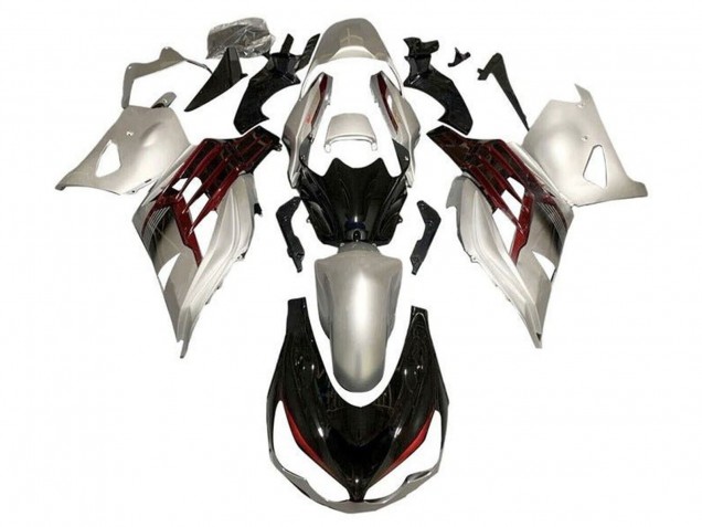 2012-2024 Kawasaki ZX14R ZZR1400 Motorcycle Fairings - Silver Glossy Black Red