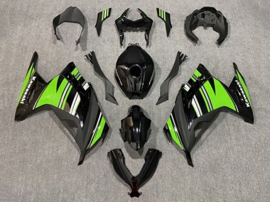 Wholesale 2013-2024 Kawasaki EX300 Motorcycle Fairings - Glossy Black Green White Stripe