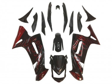 Wholesale 2006-2008 Kawasaki Ninja 650 EX650 Motorcycle Fairings - Glossy Black Red Flame