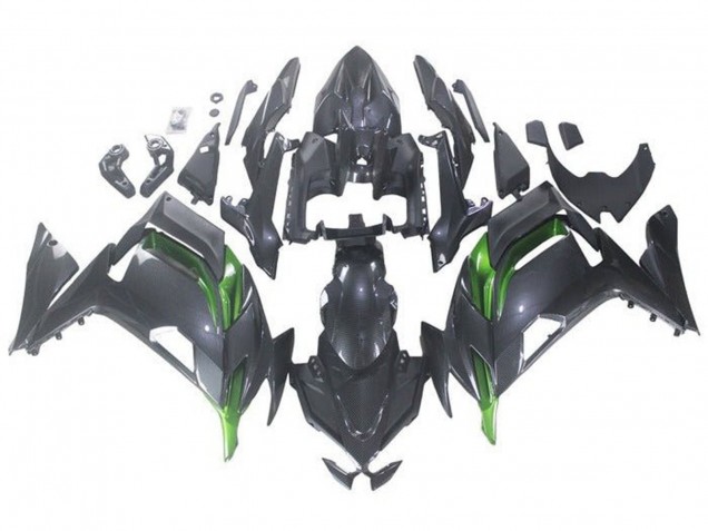 2020-2025 Kawasaki Ninja 650 EX650 Motorcycle Fairings - Faux Carbon Fiber Green