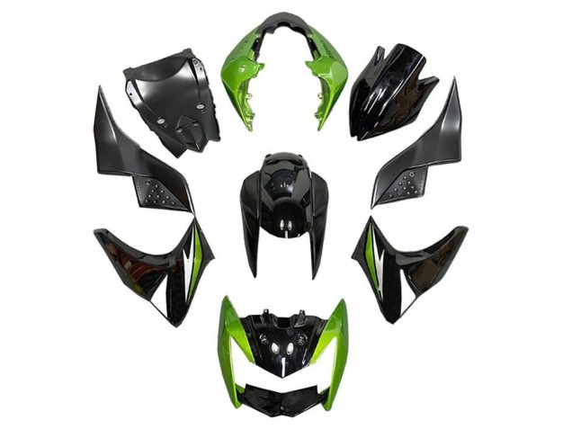 2007-2009 Kawasaki Z1000 Motorcycle Fairings - Green Glossy Black Silver