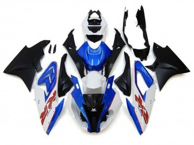 Wholesale 2017-2018 BMW S1000RR Motorcycle Fairings - White Blue Matte Black Pinstripe RR