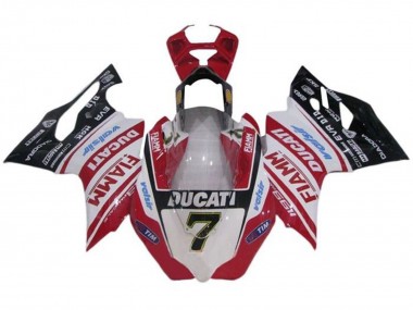 Wholesale 2011-2014 Ducati Panigale 1199 Motorcycle Fairings - White Red Glossy Black Fiamm Tim 7