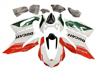 Wholesale 2011-2014 Ducati Panigale 899 Motorcycle Fairings - White Green Red Stripe