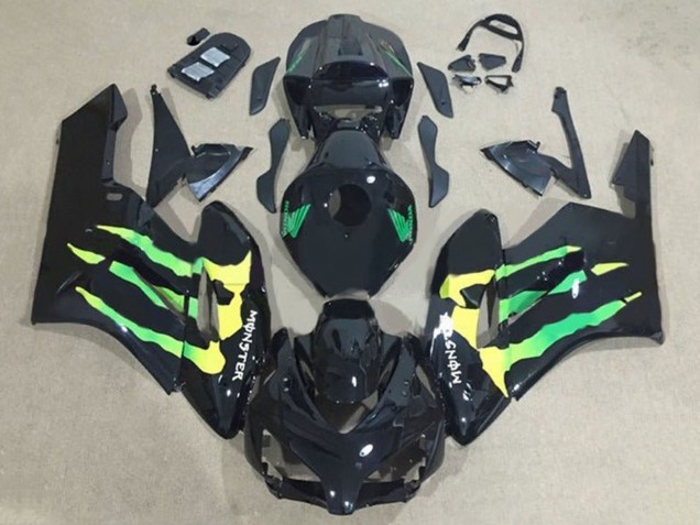 2004-2005 Honda CBR1000RR Motorcycle Fairings - Glossy Black Green Yellow Monster