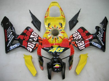 Wholesale 2005-2006 Honda CBR600RR Motorcycle Fairings - Black Yellow Rossi