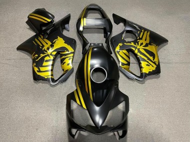 Wholesale 2001-2003 Honda CBR600 F4i Motorcycle Fairings - Gold Matte Black Skull