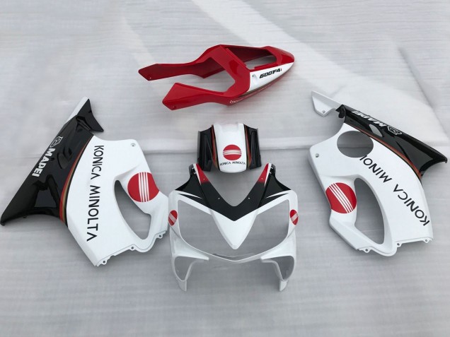 2001-2003 Honda CBR600 F4i Motorcycle Fairings - White Red Glossy Black Konica Minolta