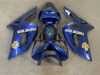 Wholesale 2003-2004 Kawasaki ZX6R Motorcycle Fairings - Blue Green Gold White Fighting Irish