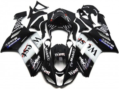 Wholesale 2007-2008 Kawasaki ZX6R Motorcycle Fairings - Black White West Mobil