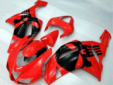 Wholesale 2007-2008 Kawasaki ZX6R Motorcycle Fairings - Red Black Skull
