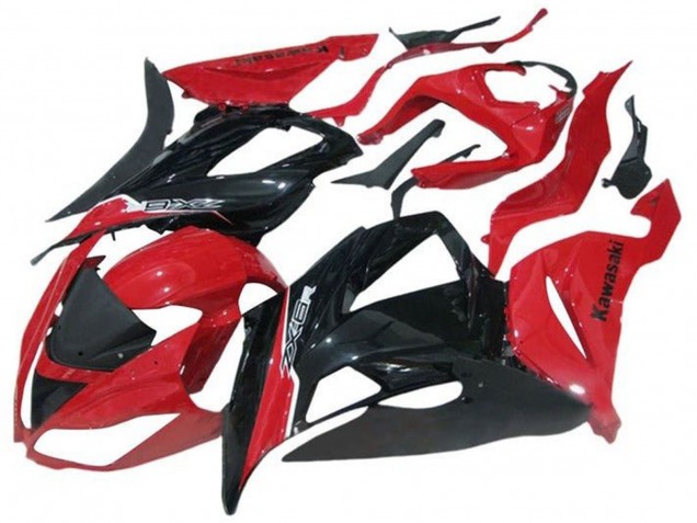 2013-2018 Kawasaki ZX6R Motorcycle Fairing - Red Glossy Black