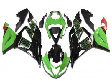 Wholesale 2013-2018 Kawasaki ZX6R Motorcycle Fairings - Green Black Red Honeycomb