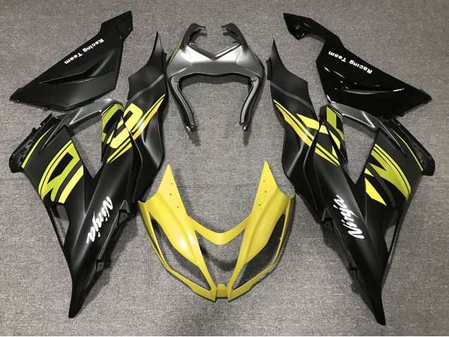 2013-2018 Kawasaki ZX6R Motorcycle Fairings - Matte Black Yellow