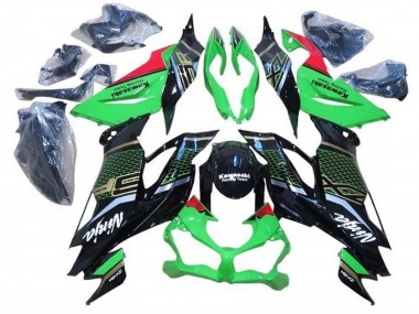 Wholesale 2019-2022 Kawasaki ZX6R Motorcycle Fairings - Green Red Glossy Black Honeycomb