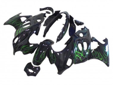 Wholesale 2004-2006 Suzuki GSX600F/GSX750F Motorcycle Fairings - Glossy Black Green Flame