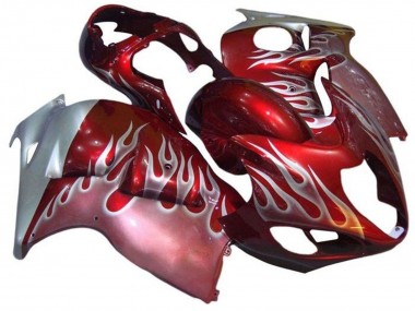 Wholesale 1996-2007 Suzuki GSXR 1300 Hayabusa Motorcycle Fairings - Red Silver Flame