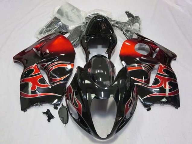1996-2007 Suzuki GSXR 1300 Hayabusa Motorcycle Fairings - Glossy Black Red Tribal