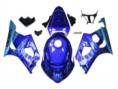 Wholesale 2003-2004 Suzuki GSXR 1000 Motorcycle Fairings - Blue Light Blue White Flame