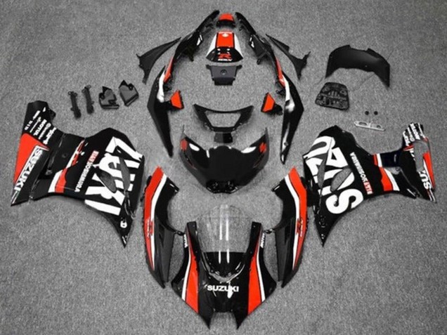 2017-2024 Suzuki GSXR1000 Motorcycle Fairings - Black Red White Stripe