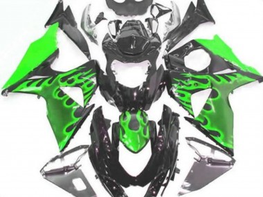 Wholesale 2009-2016 Suzuki GSXR 1000 Motorcycle Fairings - Glossy Black Green Flame