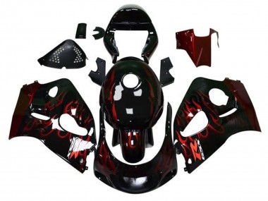 Wholesale 1996-2000 Suzuki GSXR 600 / GSXR 750 Motorcycle Fairings - Black Red Flame