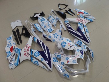 Wholesale 2008-2010 Suzuki GSXR 600 / GSXR 750 Motorcycle Fairings - White Blue Flower Red Nastro Azzurro