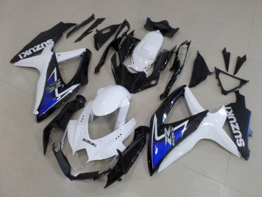 Wholesale 2008-2010 Suzuki GSXR 600 / GSXR 750 Motorcycle Fairings - White Blue Glossy Black