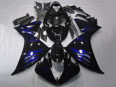 Wholesale 2012-2014 Yamaha YZF 1000 R1 Motorcycle Fairings - Glossy Black Blue Flame