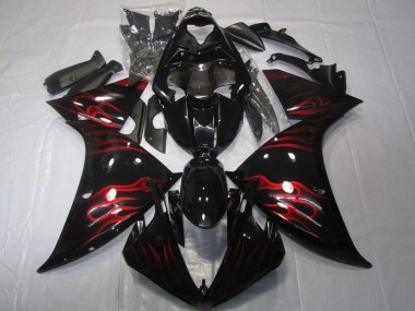 Wholesale 2012-2014 Yamaha YZF 1000 R1 Motorcycle Fairings - Glossy Black Red Flame