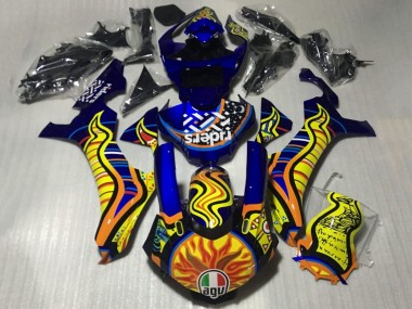 Wholesale 2015-2019 Yamaha YZF 1000 R1 Motorcycle Fairings - Blue Yellow Orange Tribal Sun