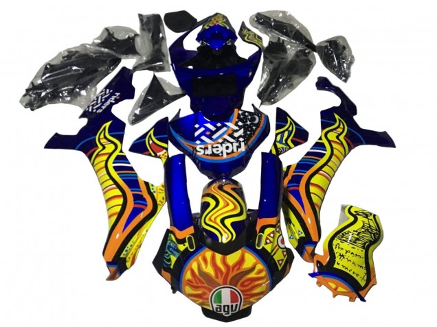 2020-2025 Yamaha YZF 1000 R1 Motorcycle Fairings - Blue Yellow Orange Tribal Sun