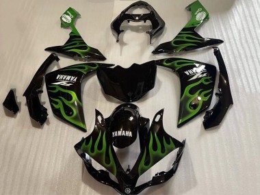 Wholesale 2007-2008 Yamaha YZF 1000 R1 Motorcycle Fairings - Glossy Black Green Flame
