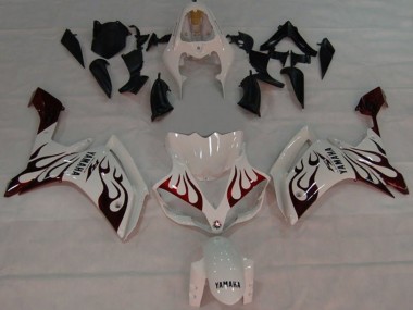 Wholesale 2007-2008 Yamaha YZF 1000 R1 Motorcycle Fairings - White Red Black Flame