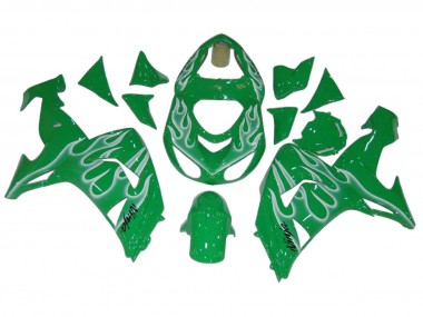 Wholesale 2006-2007 Kawasaki ZX10R Motorcycle Fairings - Green White Flame