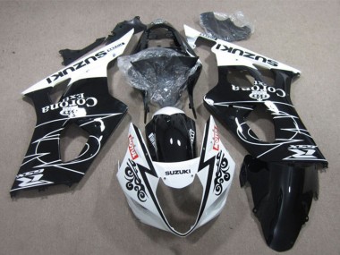Wholesale 2003-2004 Suzuki GSXR 1000 Motorcycle Fairings - White Glossy Black Corona Extra Motul