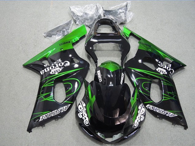 2001-2003 Suzuki GSXR 600 Motorcycle Fairings - Glossy Black Green Corona Extra Alstare