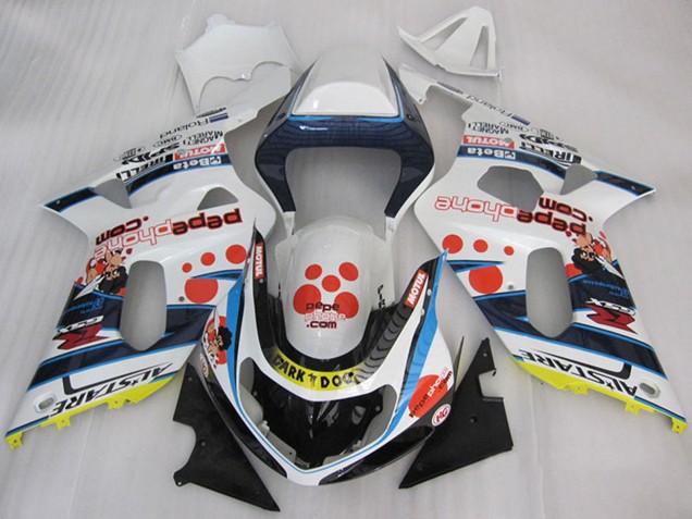 2001-2003 Suzuki GSXR 600 Motorcycle Fairings - White Blue Red Yellow Black Dark Dog
