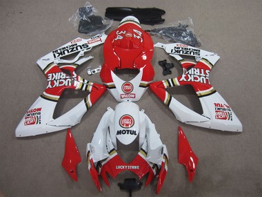Wholesale 2006-2007 Suzuki GSXR 600 Motorcycle Fairings - White Red Lucky Strike Motul
