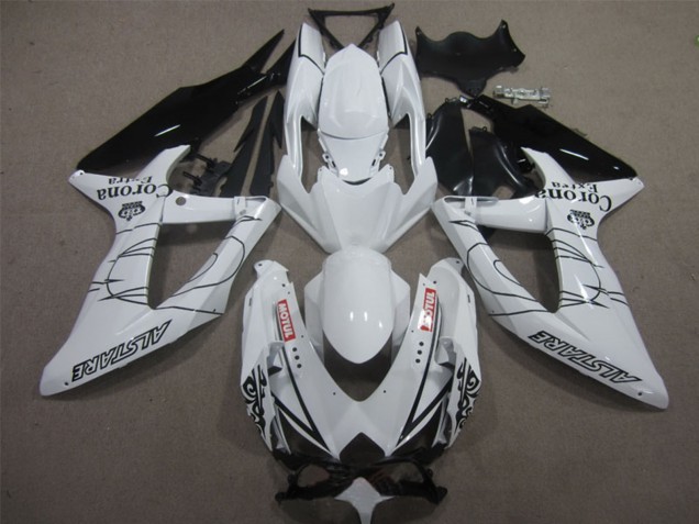 2008-2010 Suzuki GSXR 600 Motorcycle Fairings - White Black Corona Extra Motul